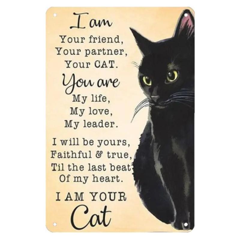New Vintage Siamese Cat I Am Your Friend Your Partner Your Cat Funny Metal Tin Sign Wall Decor Man Cave Bar Retro Metal Vintage