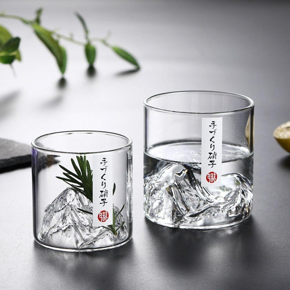 Household Small Glass Coffee Cup Transparent Drinking Glasses New Retro Mountain Glass