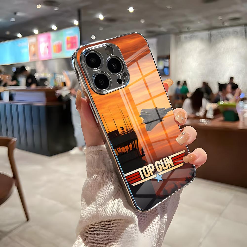Чехол для телефона Top Gun Maverick Для iPhone 17 Pro Max 15 Pro 16 14 Plus 12 13 Mini 11 Pro Ударопрочный Электрооplated Стеклянная Крышка
