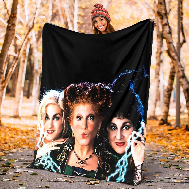 Hocus Pocus Flannel Blanket Soft Warm All-Season Throw, Design for Camping, Car Travel, Hiking Sofa, Bed, Office Perfect Gift for Parties