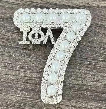 Iota Phi Lambda Greek Numeral 7 # Rhinestone Brooch