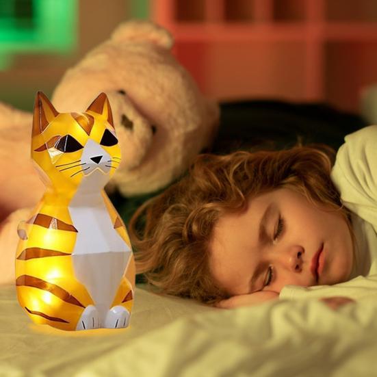 1 комплект Paint Your Own Cat Lamp Kit с 12 цветными пигментами и кисточкой
