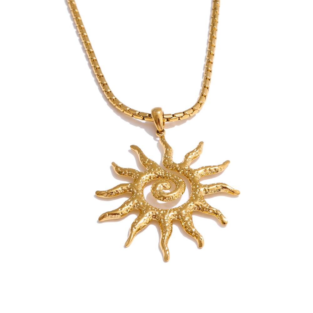 New Popular Stainless Steel Sun Drop Necklace Hoop Earrings for Women Tarnish Resistant Charm Jewelry Set Accessories Gift