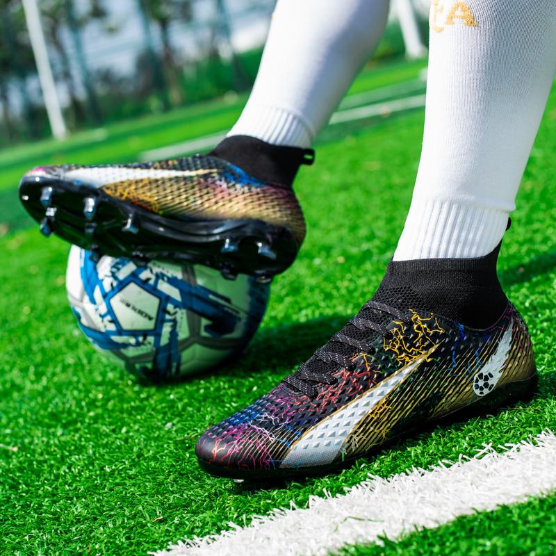 33-46 High-top Football Boots Long Nails PVC Men's Sports Shoes Boys Soccer Shoes