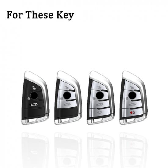 Zinc Alloy Leather Car Smart Key Fob Case Cover For BMW X3 X4 X5 X6 4 5 7 Series