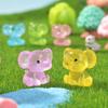 5 Pcs Lovely Elephant Small Miniatures Luminous Transparent Resin Animal Miniature Landscape Table Ornaments