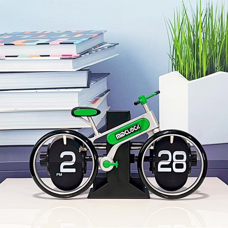Modern Flip Desk Clock Elegant Simple Silent Nordic Bicycle Table Clock Unique Cute Clock Children Minimalist Interior Watch Office Decoration