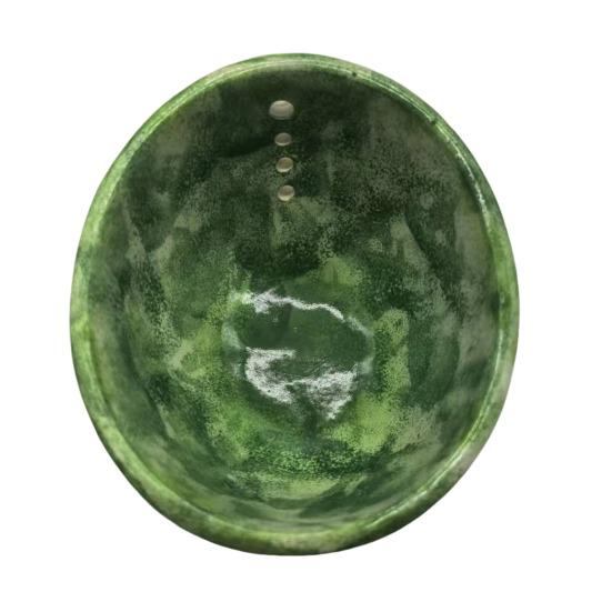 Herb Stripper Bowl Pottery Herb Leaf Removal Tool Kitchen 4-Hole Herb Stripper Meal Prep Tool for Kale Collards Herbs