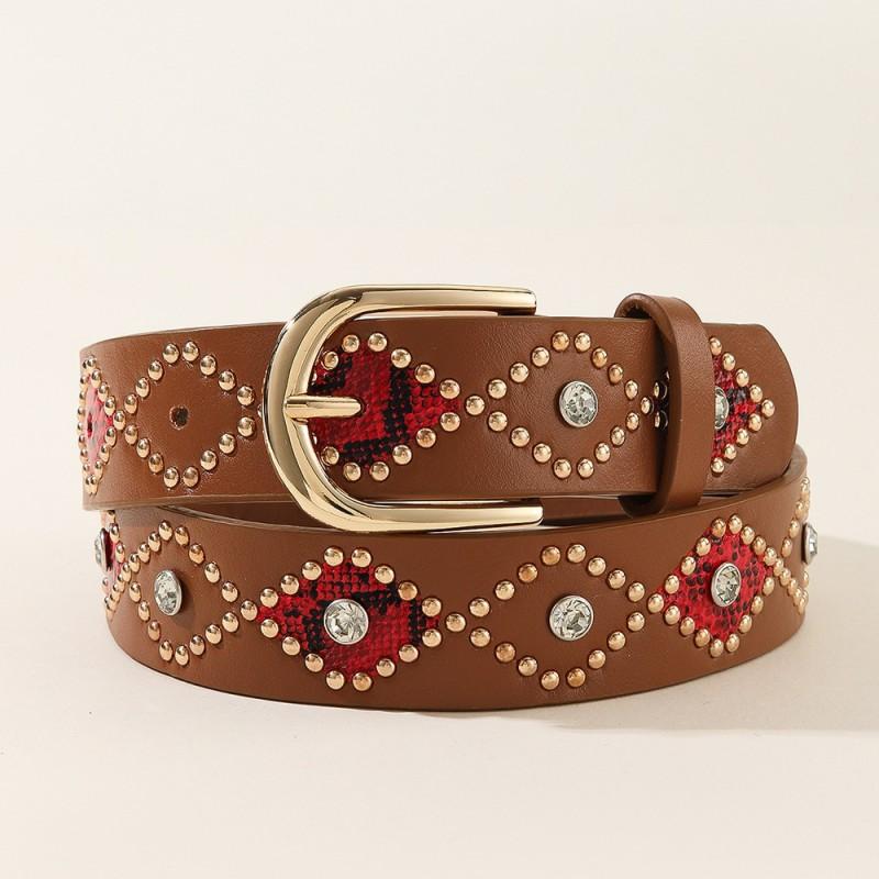 Womens Retro Belt 2026 Rivet Punk Style PU Leather Jeans Skirts