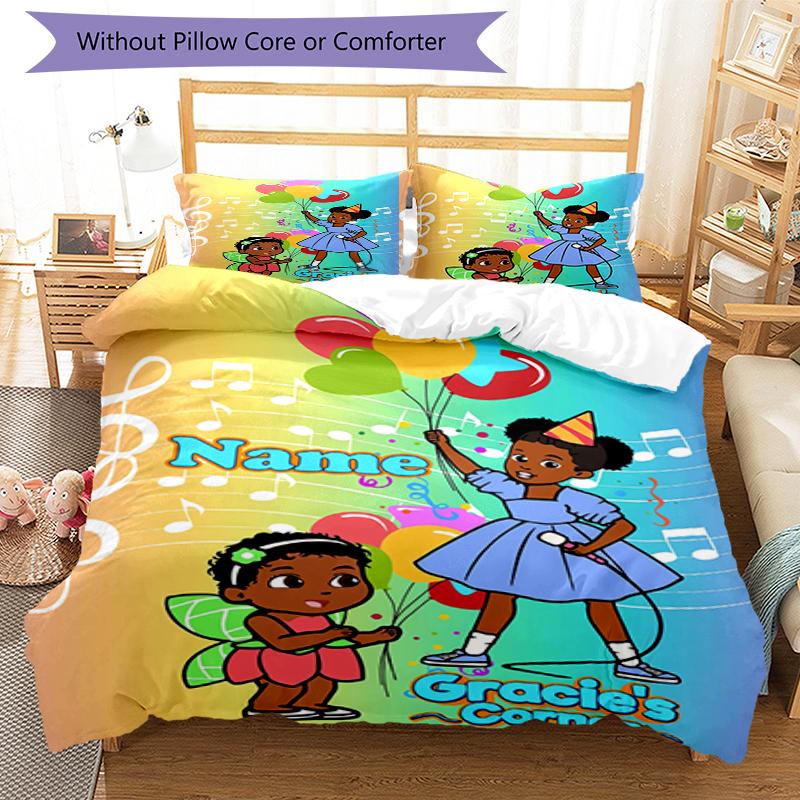 3pcs Custom Name Gracie's Corner Bedding Set Duvet Cover Closure Includes 1 Duvet Cover & 2 Pillowcases, Soft and Comfortable for All Seasons.