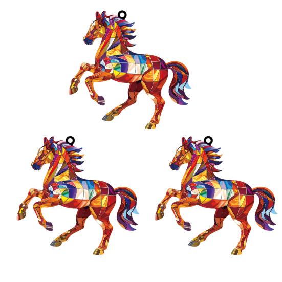 Christmas Horse Ornaments 2D Acrylic Colorful Horse Ornament for Christmas Tree Equestrian Gifts for Women Horse Lovers