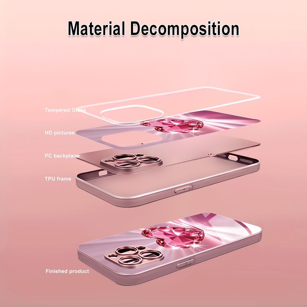 Закаленное Стекло Чехол-Сердечко для Телефона Samsung Galaxy S26 Ultra Funda S25 S24 S23 Plus S22 S21 FE S20 FE Защитная Крышка