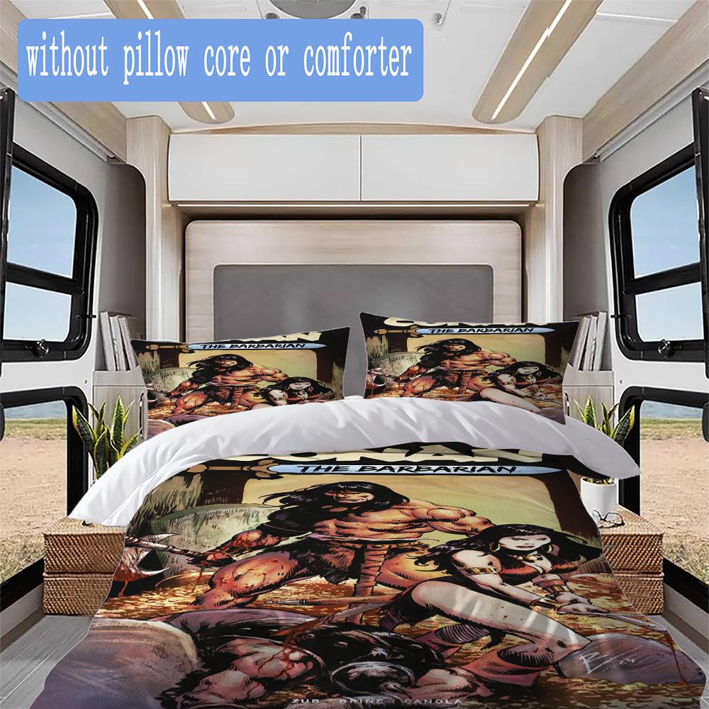 Conan the Barbarian Pattern Bedding,Quilt Set Quilt Cover Pillowcase Home Birthday Gift (1*duvet cover+2*pillowcase,without core)SSJT0917546