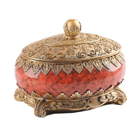 Винтажная шкатулка для украшений с крышкой, большой емкости, пылезащитная, элегантный декоративный органайзер, овальная шкатулка для безделушек