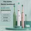 Ultrasonic Electric Toothbrush with 6 Replacement Toothbrush Heads 5 Gear Vibration Waterproof Whitening Teeth Brushes for Adults