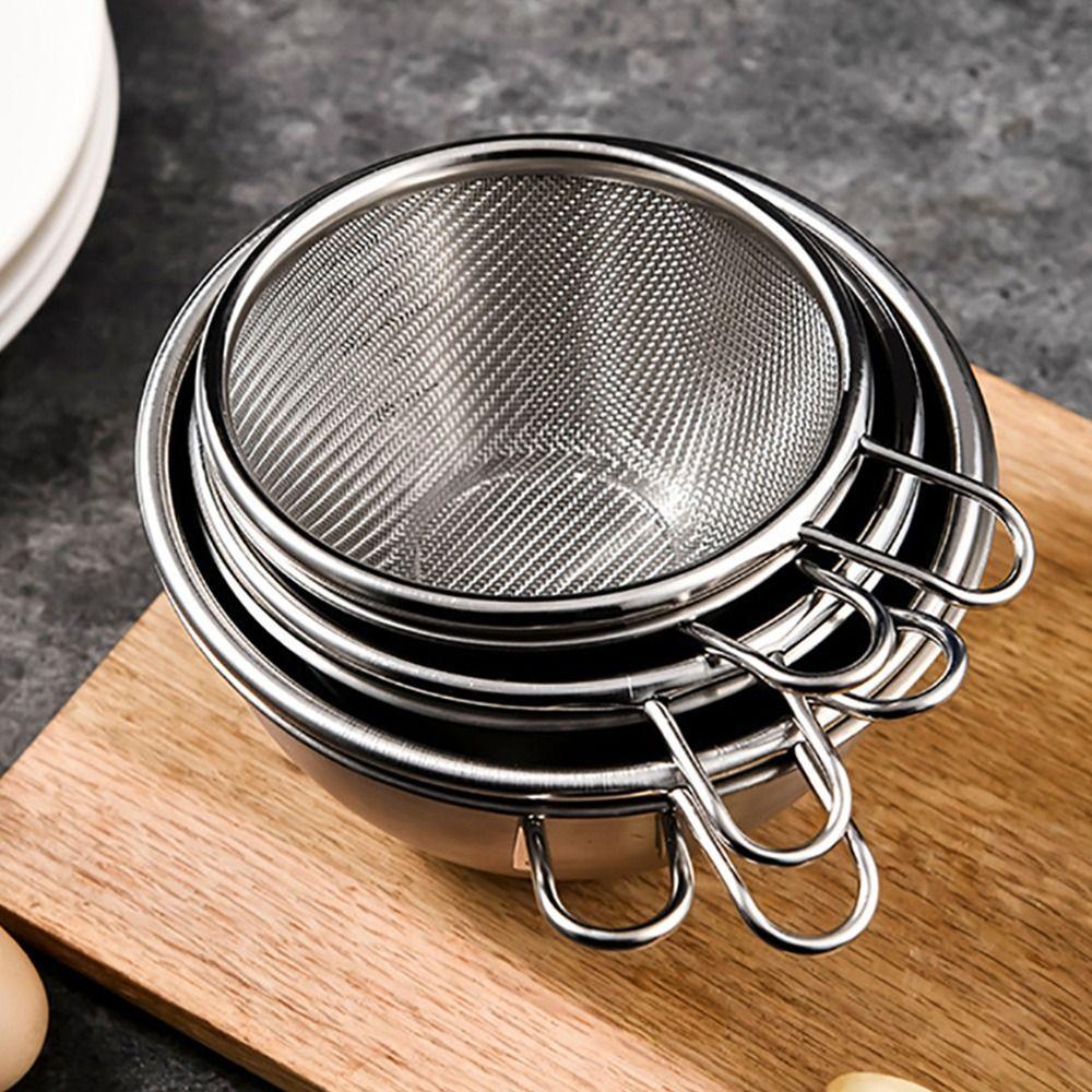 with Handle Bowl 304 Stainless Steel Fine Mesh Strainer Colander Basket Kitchen Tool