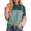 Повседневный топ с цветными блоками, женский свободный пуловер с круглым вырезом, футболка с длинными рукавами, осенняя базовая рубашка, простой базовый стиль