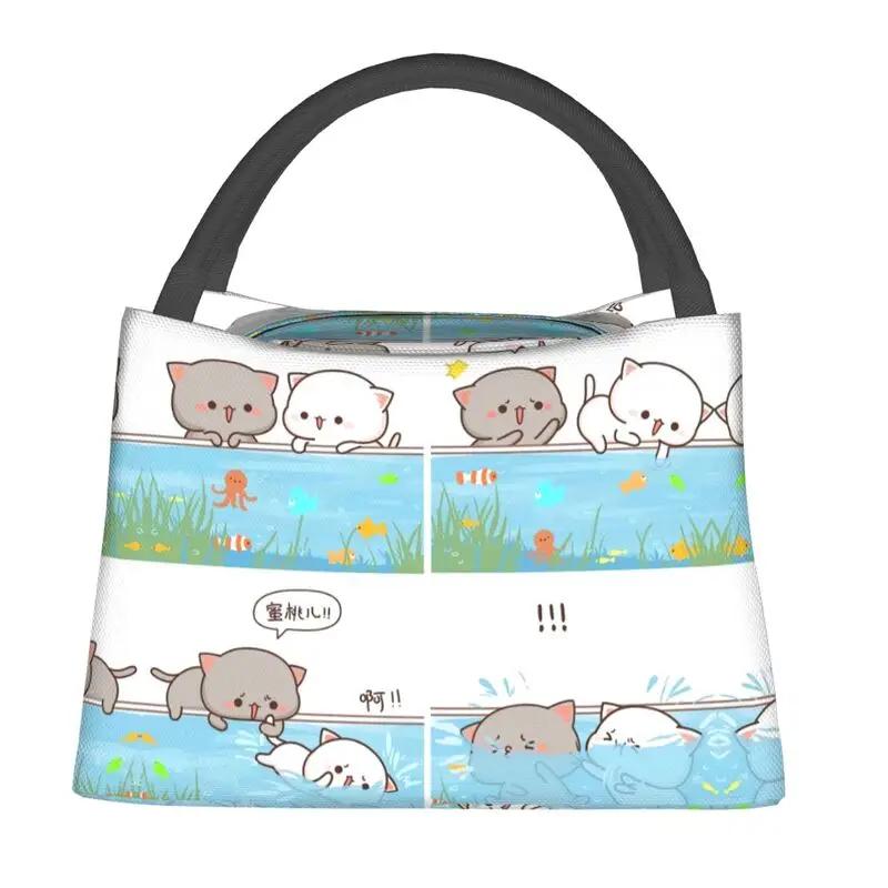 Индивидуальный романтический персиковый и гома моти кошка сумка для обеда женская сумка-холодильник термоизолированный ланч-бокс для офисных поездок
