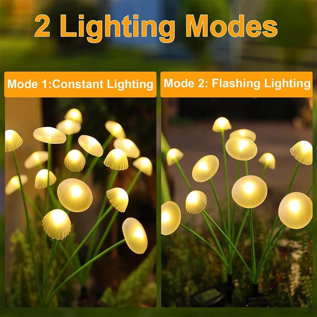 Solar Garden Lights Led Jellyfish Light Mushroom Panel For Fence Lighting Yard Outdoor Waterproof Ip65 Backyard Decoration With