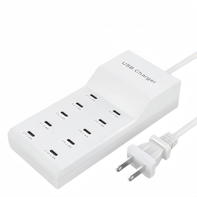 Быстрое USB-C зарядное устройство на 10 портов для устройств Android и Apple