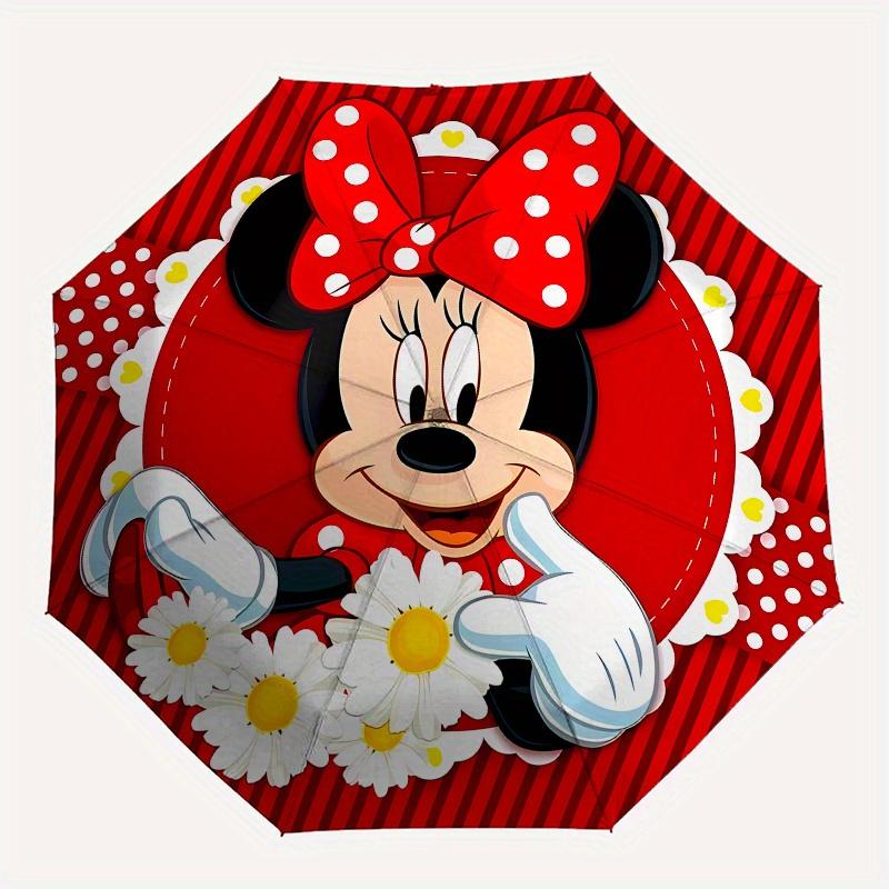Disney Minnie Mouse,Polka Dots,Daisy Manual Opening and Closing Umbrella -8-Rib Reinforced Folding Design, Lightweight and Portable, Suitabl
