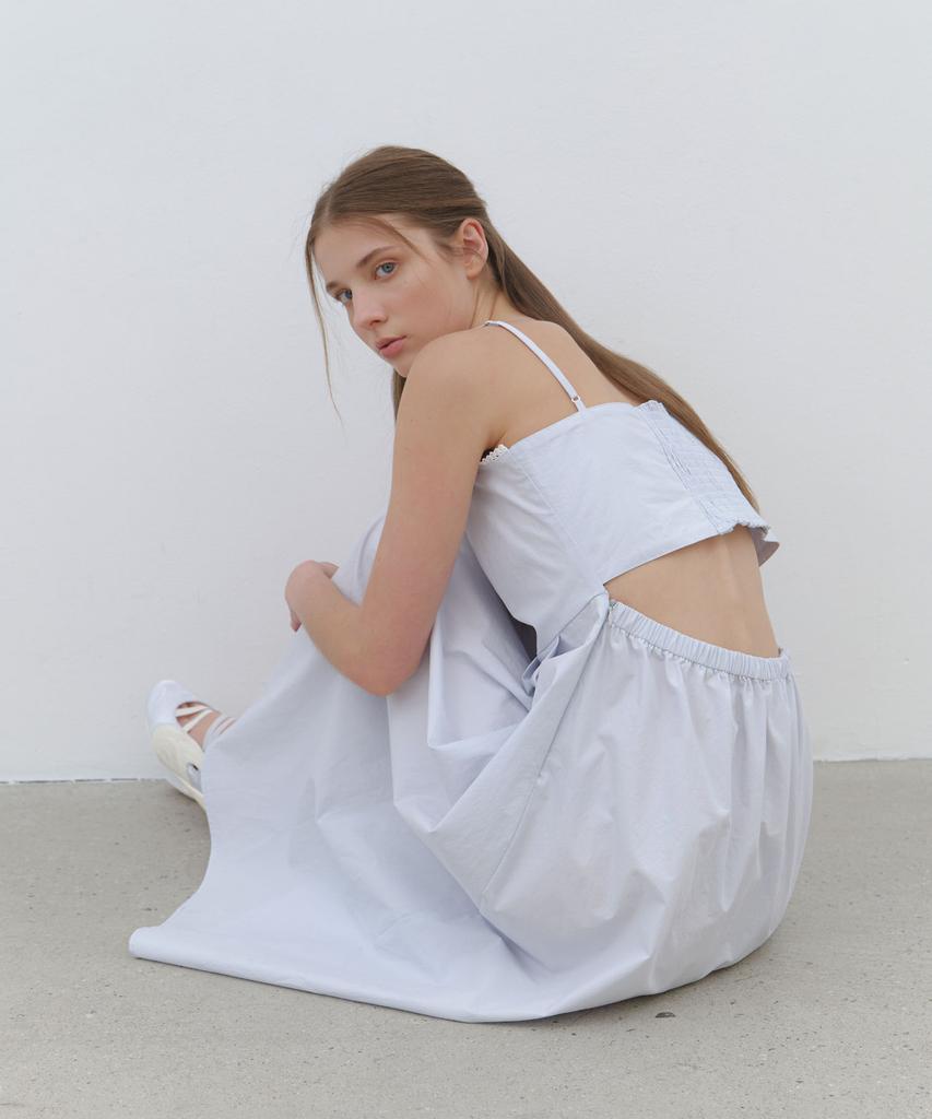Cluny Open Back Flare Cotton Dress - Sora