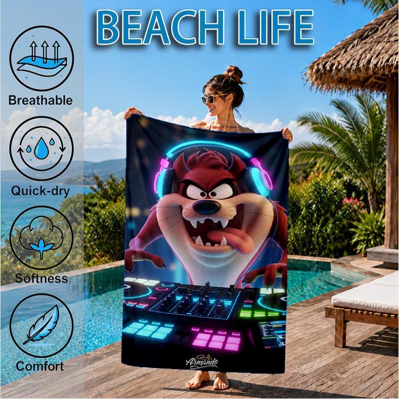 Tazmanian Devil's Fury Beach Towel, Super Soft Microfiber, Perfect Gift for Her/Him, Birthday, for Pool, Beach, Travel, Decor Beach Party