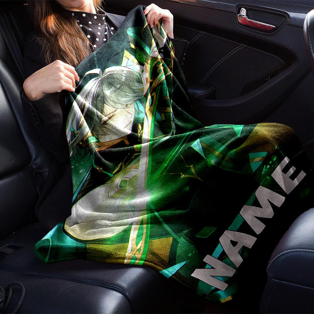 Customiz Name Personality Genshin Impact characters Blanket Soft &Warm Sofa Office Bed Travel Lunch Break Blanket, Gift Suitable All Seasons