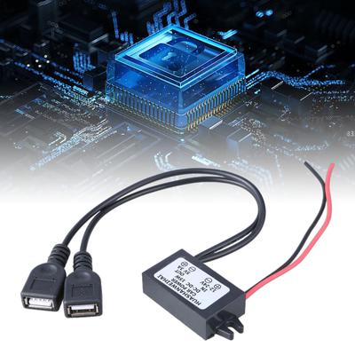 DC12-24V to 5V3A Понижающий адаптер питания Двойной USB Эффективный модуль Преобразует напряжение от 12V-24V до 5V3A