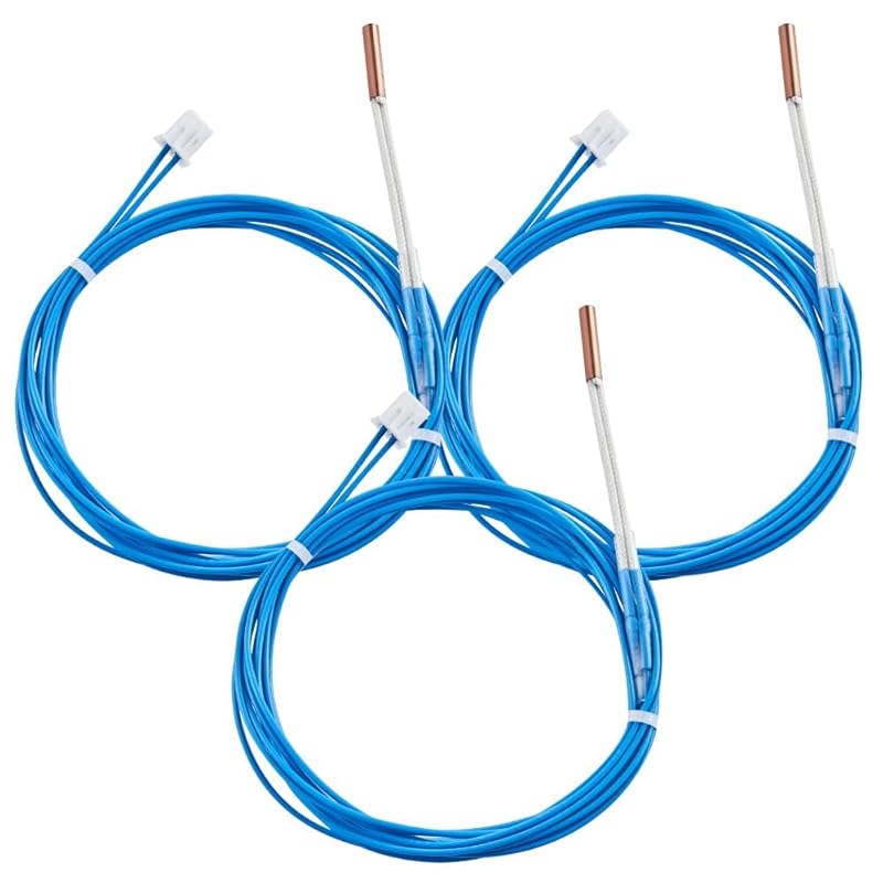 Ender-3/ Ender-3-v2 Thermistor Upgrade: 3PCS 1.2m High Temperature NTC 3950 100K Thermistor Sensor for Ender 3 Max/5, CR10, CR10s, V6 Volcano, High