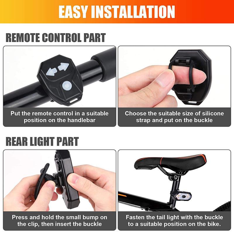 Rear Lamp Smart Bike Wireless Remote Turn Signal Lights Bicycle Led Taillight Easily Installation Personal Bicycle Parts