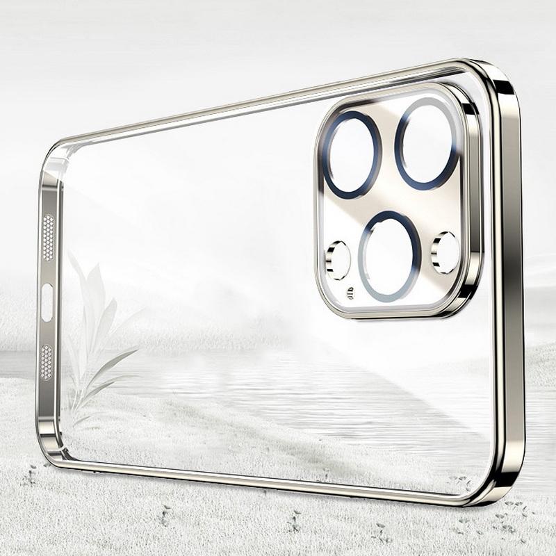 Прозрачный жесткий корпус телефона для iPhone 15 Pro 14 13 Pro Max 12 11 15, роскошная цветная рамка, противоударное стекло, защитный чехол для объектива