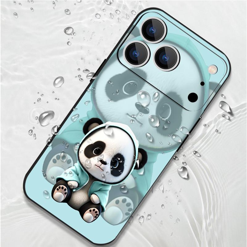 Синий Пальто Узор Панда Чехол-шнурок Для iPhone 17 Pro Max Мягкий Силиконовый Чехол Для iPhone 16 Pro Max Funda iPhone 15 14 13 12 11 16E Air