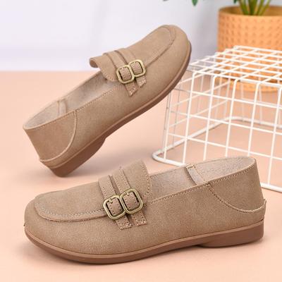 2025 весна и осень новая британская обувь на плоской подошве с ремешком и пряжкой женская повседневная обувь с мелким вырезом и одним педалем обувь Дуду женская
