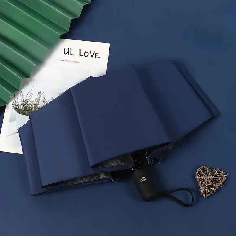Automatic Rain & Sun Umbrella Black Coating Parasol Anti-UV 3 Folding Wind Resistant Auto Luxury Big Windproof Women Men 8Ribs