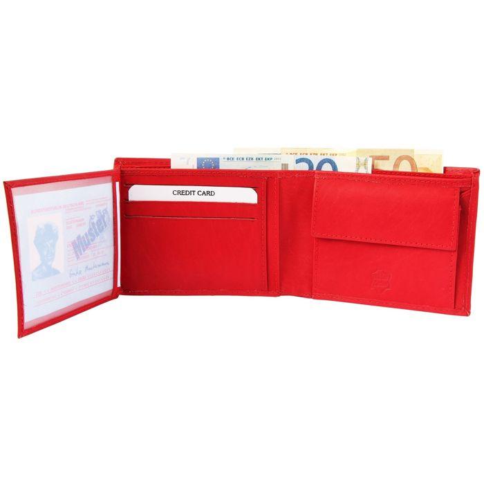 Portefeuille homme - EXCELLANC - Murasi - cuir rouge - format horizontal - 8 emplacements cartes