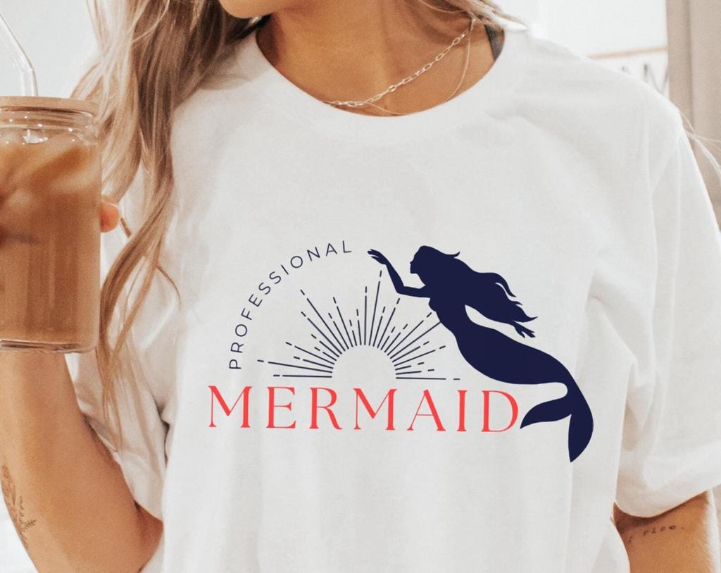 Professional Mermaid Shirt - Cute Ocean Lover Graphic Tee for Beach Enthusiasts and Sea Life Fans - Unique Mermaid Gift Idea