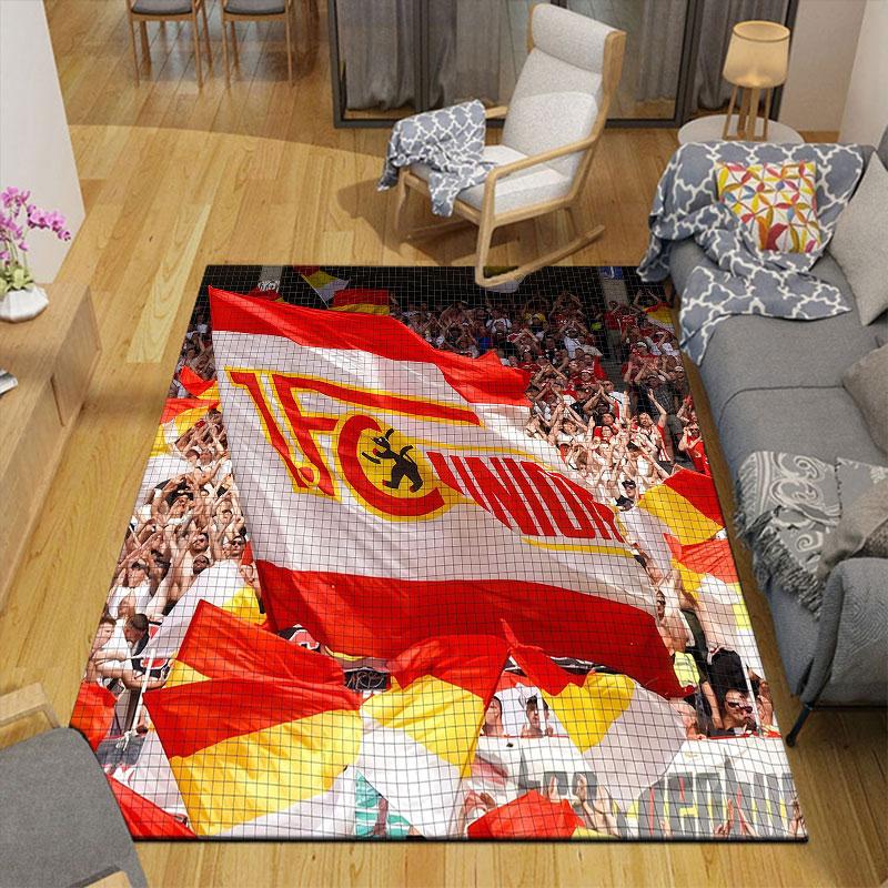 Union Berlin logo Flannel Printed Carpet, Home Sofa Decoration for Living Room & Bedroom, Non‑Slip Play Flannel Floor Mat for Game Room