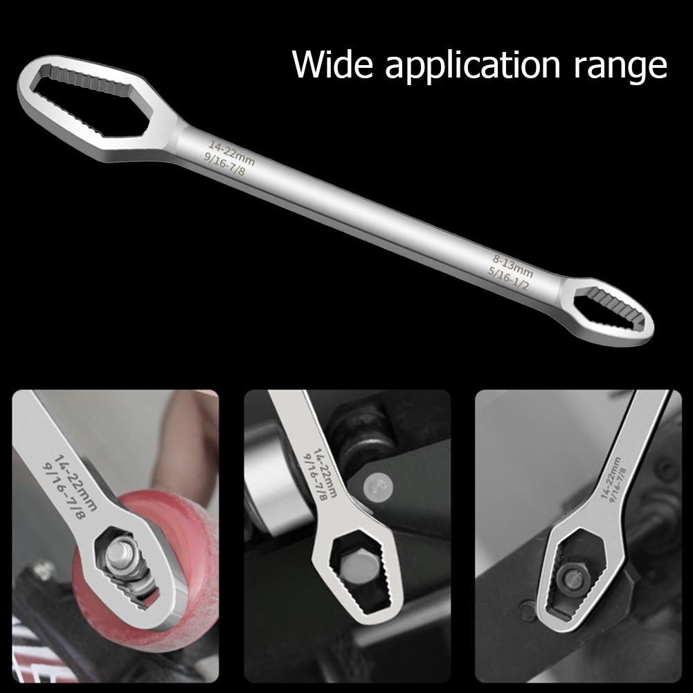 8-22mm Universal Torx Wrench Self-tightening Double-head Spanner (Silver S)