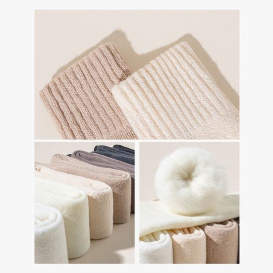 1 пара женских зимних носков выше колена, противоскользящие шерстяные однотонные теплые утолщенные чулки, теплые носки для разных случаев