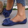 Women Flats Bow Pointed Toe Shoes Female Suede Walking Dress Shoes 2024 Spring Fashion Casual Sandals Shallow Zapatillas Mujer