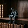 Mantelpiece Display Items Ancient Greek Warrior Shelf Sitter Statue, Sitting Soldier Figurine with Bookshelf Figurines Helmet, Historical Desktop