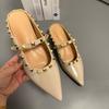 2025 Summer New Rivets, Light Mouth, Nude Bag Head, Half Drag Women Wear Small People Outside and Increase 5CM Inside, Pointed Single Shoes