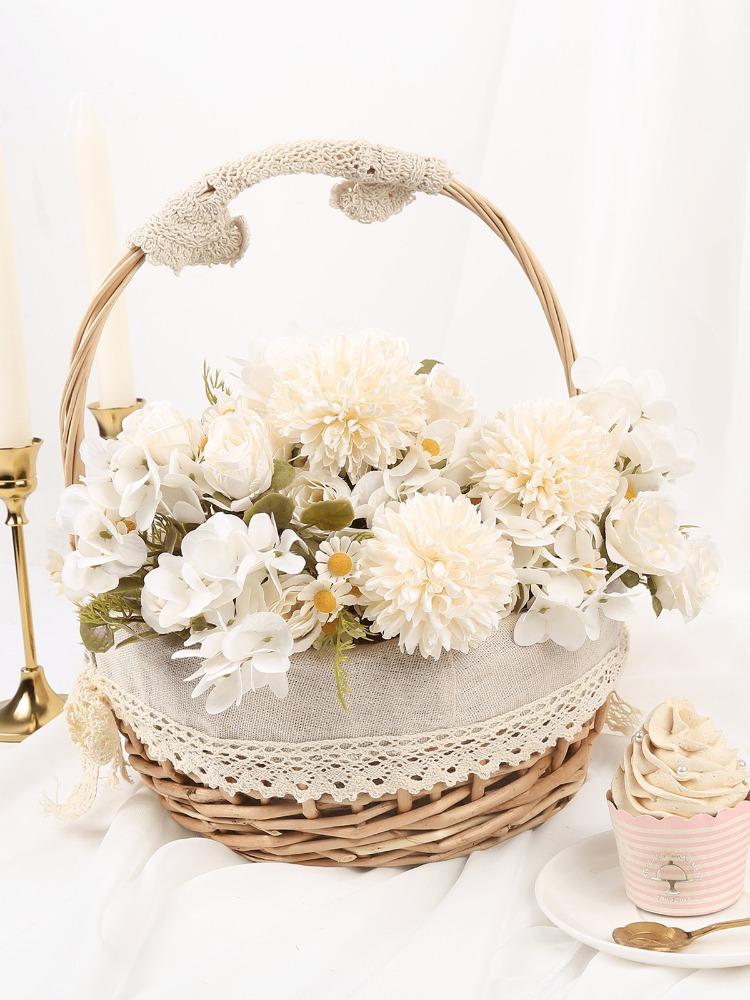 4 Packs Fake Roses Artificial Hydrangeas Artificial Silk Daisies Bouquets Fake Flowers for Kitchen Garden Table Centerpieces Home Wedding Decor