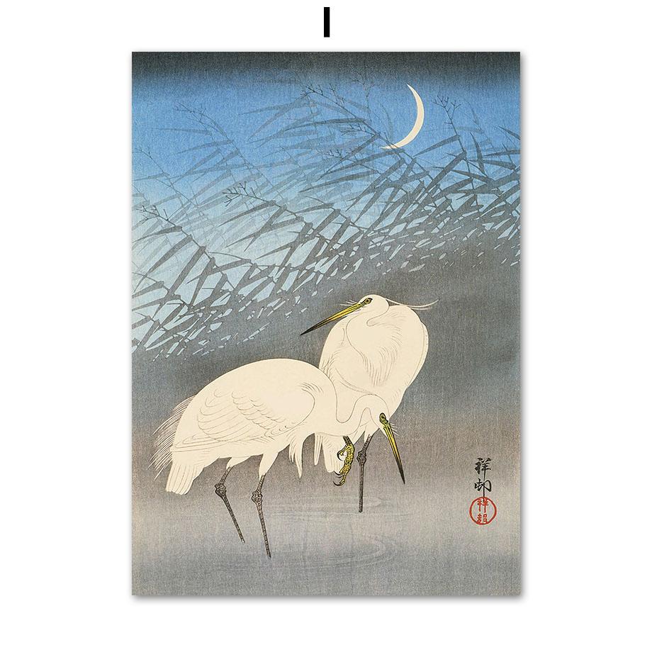 Женщина лиса кошка журавль серфинг цветок японские плакаты укиё-э и принты настенная живопись на холсте для гостиной декоративные картины