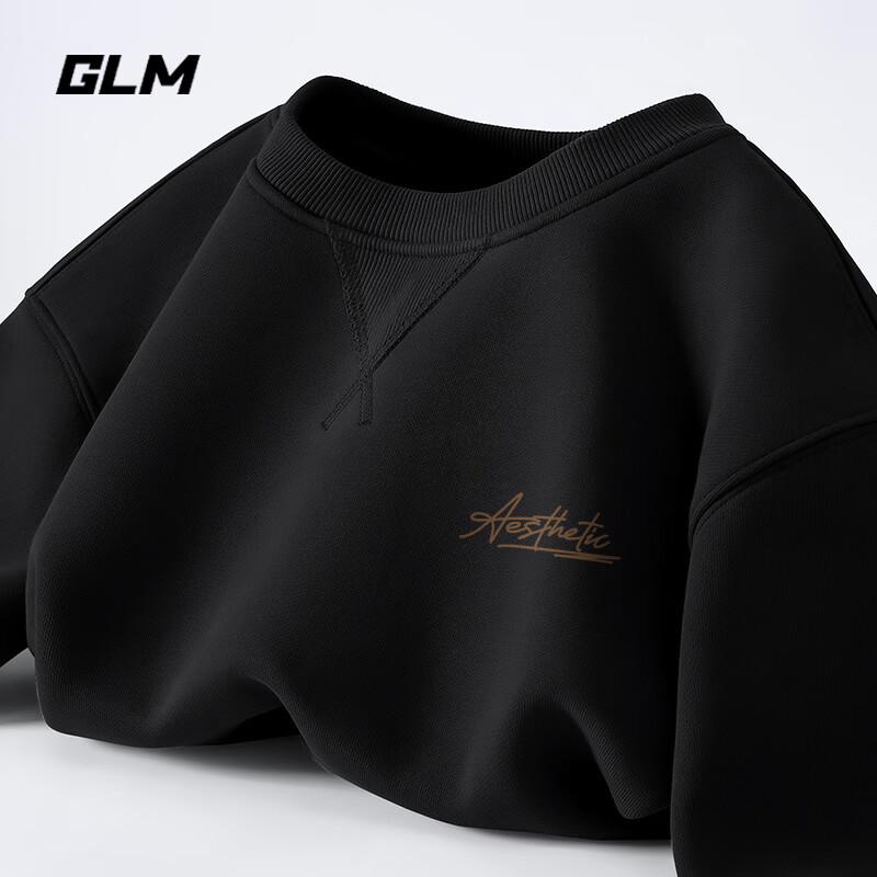 GLM Men's Loose Fit Crewneck Letter Print Sweatshirt