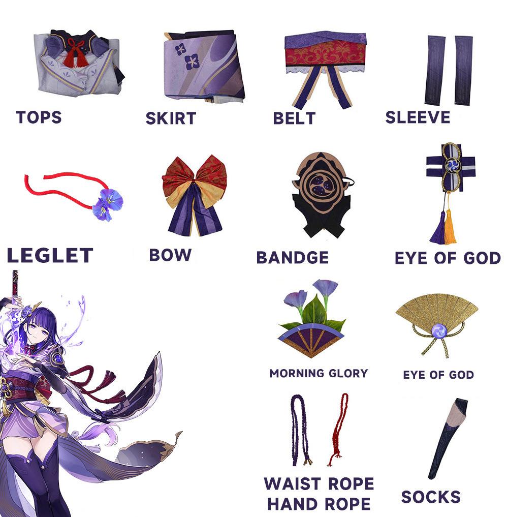 Косплей-костюм Вельзевул Райдэн Сёгун Genshin Impact Взрослый Карнавальный Костюм Аниме Хэллоуин Вечеринка Маскарад Женский Игровой