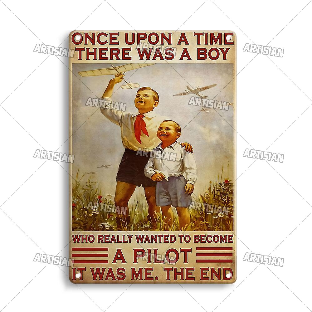 Artisian Flying Metal Sign Pilot Tin Plaque Flight Attendant Decorative Poster Wall Decor Garage Bar Pub Club Hotel Cafe Kitchen