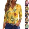 Women's T Shirt Tee Print Button 3/4 Sleeve Daily Weekend Fashion Basic V- Neck Regular Top