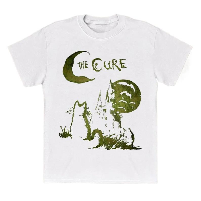 Футболка The Cure Cat в стиле 90-х, альтернативный инди-рок, хип-хоп, хлопковая, свободного кроя, в стиле Y2k.